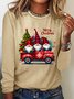 Damen Langarm Bluse Frühling/Herbst Weihnachten Baumwollmischung Rundhals Täglich Ausgehen Lässig Oberteile