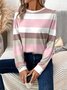 Damen Langarm T-Shirts T-Shirt Frühling/Herbst Gestreift Jersey Rundhals Täglich Ausgehen Lässig Oberteile