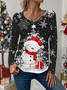 Damen Langarm T-Shirts T-Shirt Frühling/Herbst Weihnachten Jersey V-Ausschnitt Täglich Ausgehen Lässig Oberteile