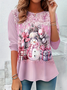 Damen Langarm T-Shirts T-Shirt Frühling/Herbst Weihnachten Jersey Rundhals Täglich Ausgehen Lässig Oberteile