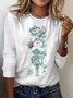 Damen Langarm T-Shirts T-Shirt Frühling/Herbst Weihnachtsschneemann Jersey Rundhals Täglich Ausgehen Lässig Oberteile