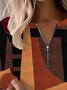 Damen Rundhals Farbblock Lässig Frühling/Herbst Langarm Sweatshirt