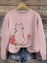 Damen Winter Ahornblatt Lässig Langarm Rundhals Strickpullover
