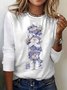Damen Langarm T-Shirts T-Shirt Frühling/Herbst Weihnachtsschneemann Jersey Rundhals Täglich Ausgehen Lässig Oberteile