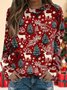 Damen Rundhals Weihnachten Lässig Frühling/Herbst Langarm Sweatshirt