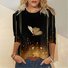 Damen Langarm T-Shirts T-Shirt Frühling/Herbst Schmetterling Jersey Rundhals Täglich Ausgehen Lässig Oberteile