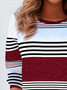 Damen Langarm T-Shirts T-Shirt Frühling/Herbst Gestreift Jersey Rundhals Täglich Ausgehen Lässig Oberteile