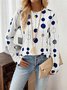 Damen Langarm T-Shirts T-Shirt Frühling/Herbst Polka Dots Jersey Rundhals Täglich Ausgehen Lässig Oberteile
