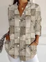 Damen Geometrisch Langarm Bluse Frühling/Herbst Hemdkragen Täglich Lässig Oberteile