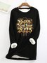 Damen Rundhals Weihnachten Lässig Winter Langarm Sweatshirt