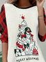 Damen Langarm T-Shirts T-Shirt Frühling/Herbst Kariert Jersey Rundhals Täglich Ausgehen Lässig Oberteile