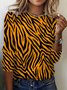 Damen Langarm T-Shirts T-Shirt Frühling/Herbst Zebra Jersey Rundhals Täglich Ausgehen Lässig Oberteile
