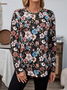 Damen Langarm T-Shirts T-Shirt Frühling/Herbst Geblümt Jersey Rundhals Täglich Ausgehen Lässig Oberteile
