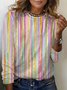 Damen Langarm T-Shirts T-Shirt Frühling/Herbst abstrakte Streifen Jersey Rundhals Täglich Ausgehen Lässig Oberteile