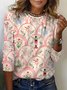 Damen Langarm T-Shirts T-Shirt Frühling/Herbst Geblümt Jersey Rundhals Täglich Ausgehen Lässig Oberteile