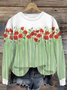Damen Rundhals Geblümt Lässig Frühling/Herbst Baumwolle Langarm Sweatshirt