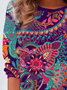 Damen Langarm T-Shirts T-Shirt Frühling/Herbst Ethnisch Jersey Rundhals Täglich Ausgehen Lässig Oberteile
