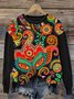 Damen Rundhals Ethnisch Lässig Frühling/Herbst Baumwolle Langarm Sweatshirt