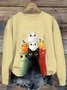 Damen Rundhals Katze Lässig Frühling/Herbst Baumwolle Langarm Sweatshirt