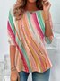 Damen Langarm T-Shirts T-Shirt Frühling/Herbst abstrakte Streifen Jersey Rundhals Täglich Ausgehen Lässig Oberteile