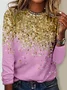 Damen Langarm T-Shirts T-Shirt Frühling/Herbst Geometrisch Jersey Rundhals Täglich Ausgehen Lässig Oberteile