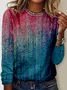 Damen Langarm T-Shirts T-Shirt Frühling/Herbst Geometrisch Jersey Rundhals Täglich Ausgehen Lässig Oberteile