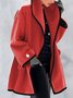 Winter Jacken Damen Wolle Retro Tasche Patchwork Mittellang Kapuze Mantel