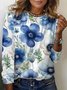 Damen Langarm T-Shirts T-Shirt Frühling/Herbst Geblümt Jersey Rundhals Täglich Ausgehen Lässig Oberteile