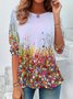 Damen Langarm T-Shirts T-Shirt Frühling/Herbst Geblümt Jersey Rundhals Täglich Ausgehen Lässig Oberteile