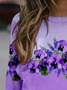 Damen Rundhals Geblümt Lässig Frühling/Herbst Langarm Sweatshirt