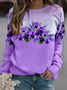 Damen Rundhals Geblümt Lässig Frühling/Herbst Langarm Sweatshirt