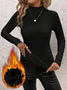 Damen Langarm T-Shirts T-Shirt Frühling/Herbst Unifarben Baumwolle Mock Neck Täglich Ausgehen Retro Oberteile