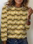 Damen Langarm T-Shirts T-Shirt Frühling/Herbst abstrakte Streifen Jersey Rundhals Täglich Ausgehen Lässig Oberteile