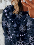 Damen Rundhals Schneeflocke Lässig Frühling/Herbst Baumwolle Langarm Sweatshirt