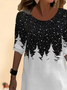 Damen Langarm Frühling/Herbst Abstrakt Jersey Kleid Rundhals Täglich Ausgehen Lässig Mini H-Linie T-Shirt-Kleid