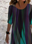Damen Langarm Frühling/Herbst Abstrakt Jersey Kleid Rundhals Täglich Ausgehen Lässig Mini H-Linie T-Shirt-Kleid