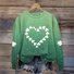Damen Rundhals vierblättriges Kleeblatt Lässig Frühling/Herbst Langarm Sweatshirt