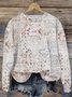 Damen Rundhals Ethnisch Lässig Frühling/Herbst Baumwolle Langarm Sweatshirt