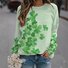Damen Rundhals vierblättriges Kleeblatt Lässig Frühling/Herbst Langarm Sweatshirt