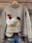 Damen Rundhals Tier Lässig Frühling/Herbst Langarm Sweatshirt