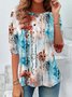 Damen Langarm T-Shirts T-Shirt Frühling/Herbst Zufälliger Druck Jersey Rundhals Täglich Ausgehen Lässig Oberteile