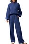 Damen Unifarben Täglich Ausgehen Zwei Stücke Set Langarm Lässig Frühling/Herbst Bluse mit Hose Matching Set