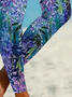 Damen Lässig Blätter Jersey Alle Jahreszeiten Lang Leggings