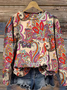 Damen Rundhals Ethnisch Lässig Frühling/Herbst Langarm Sweatshirt