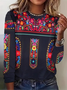 Damen Langarm T-Shirts T-Shirt Frühling/Herbst Geblümt Jersey Rundhals Täglich Ausgehen Lässig Oberteile