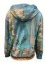 Damen Frühling/Herbst Oberbekleidung Retro 3d Drucken Langarm Kapuze Jacke