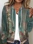 Damen Frühling/Herbst Oberbekleidung Retro 3d Drucken Langarm Kapuze Jacke