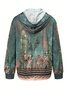 Damen Frühling/Herbst Oberbekleidung Retro 3d Drucken Langarm Kapuze Jacke