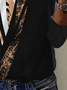 Damen Langarm T-Shirts T-Shirt Frühling/Herbst Leopard Jersey V-Ausschnitt Täglich Ausgehen Lässig Oberteile