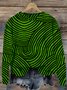 Damen Rundhals abstrakte Streifen Lässig Frühling/Herbst Baumwolle Langarm Sweatshirt